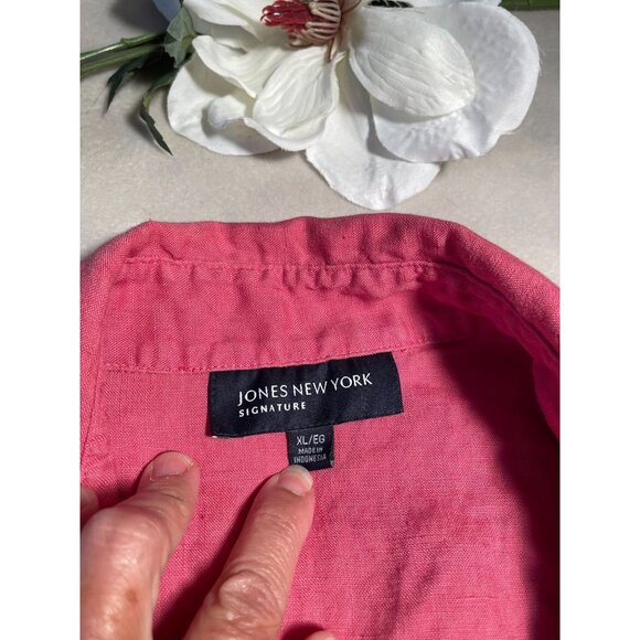 Jones New York Signature Womens Pink Linen Sleeveless Blouse XL Cottagecore - Picture 6 of 7